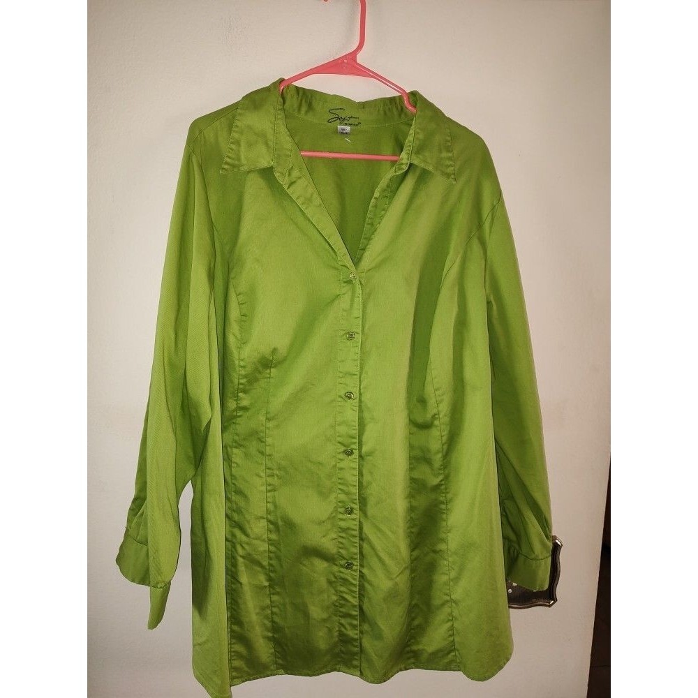 Women's Soft Nice Green Lightweight Shirt Plus Size 30 /32 / 4XL